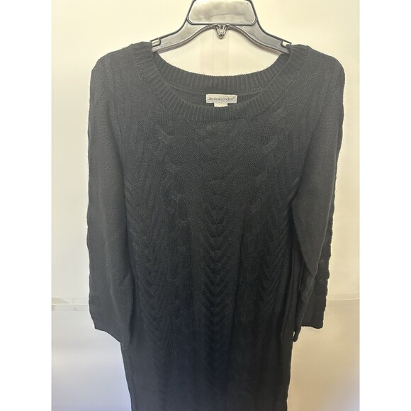 JESSICA LONDON CHARCOAL LONG SLEEVE MIDI CABLE KNIT SWEATER DRESS SIZE 14/16 - Picture 5 of 8